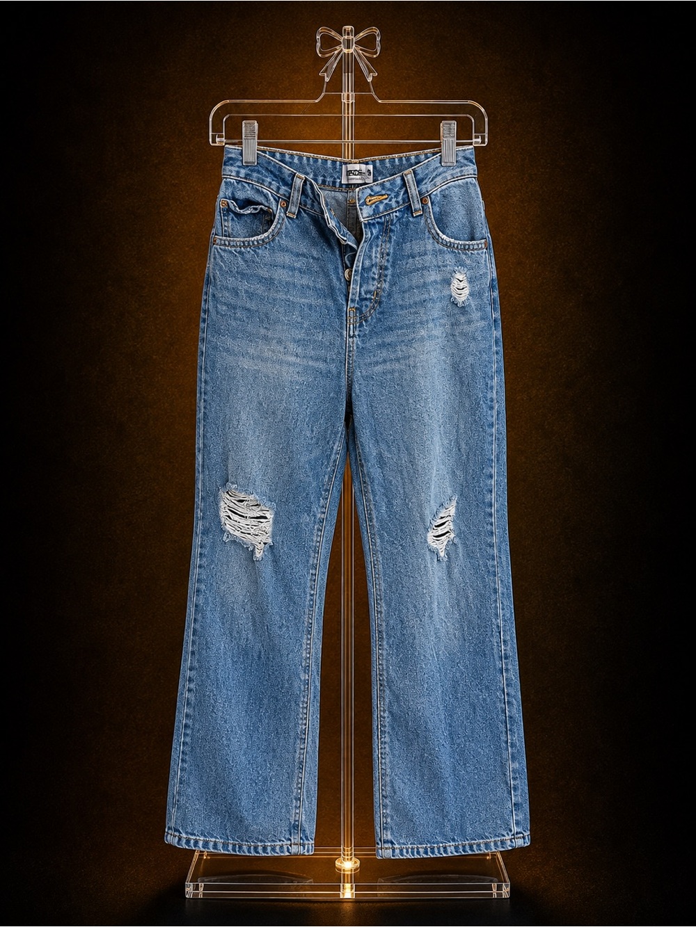 Classic High-Rise Distressed Women's Jeans - Blue